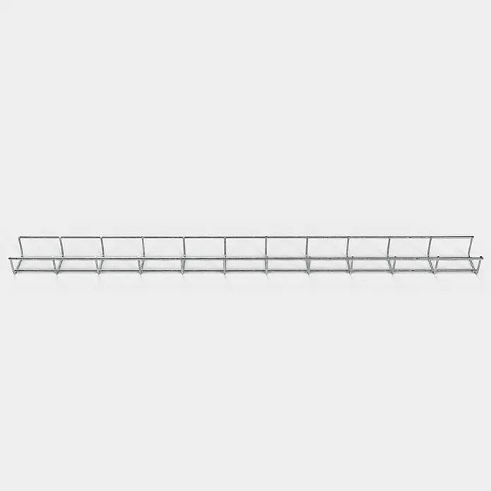 Gabiona Rankgitter - L x B x H: 8 x 5 x 110 cm, Silber, Stahl, Maschenbreite: 5 cm, Maschenhöhe: 10 cm - Draufsicht auf eine Kabelrinne aus Metallgeflecht. Sie ist robust und bietet optimale Kabelführung für verschiedene Anwendungen.