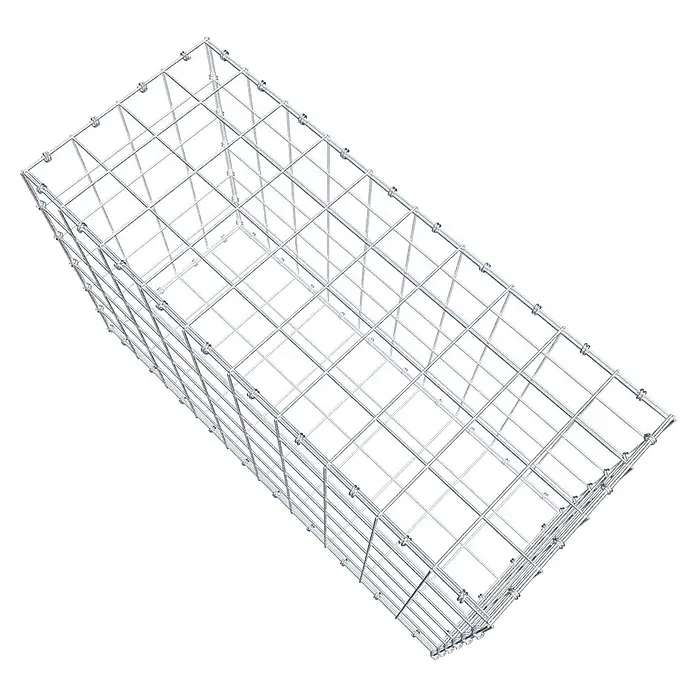 Gabiona Gabione - 100 x 40 x 60 cm, Maschenbreite: 10 cm, Maschenhöhe: 10 cm - Ansicht eines Gabionenkorbs, der mit Steinen befüllt werden kann und im Garten oder zur Hangbefestigung eingesetzt wird.
