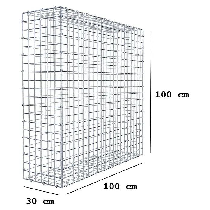 Gabiona Gabione - 100 x 30 x 100 cm, Maschenbreite: 5 cm, Maschenhöhe: 5 cm - Gabione mit den Maßen 100 cm Höhe, 100 cm Breite und 30 cm Tiefe. Metallgitterkonstruktion zur Befüllung mit Steinen oder anderen Materialien.