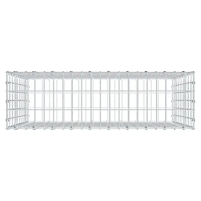 Gabiona Gabione - 100 x 30 x 90 cm, Maschenbreite: 5 cm, Maschenhöhe: 10 cm - Draufsicht auf einen Gabionenkorb aus verzinktem Drahtgeflecht, der Stabilität und eine moderne Ästhetik für Garten- und Landschaftsbau bietet.