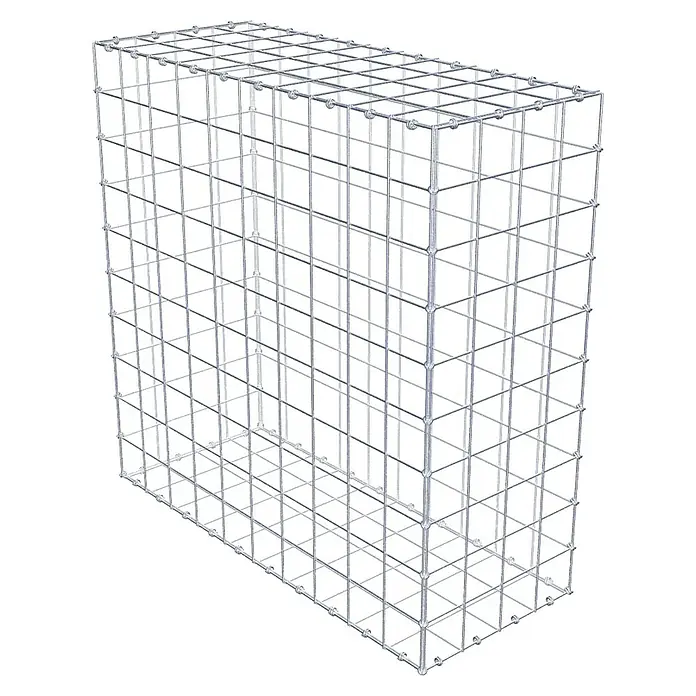 Gabiona Gabione - 100 x 40 x 100 cm, Maschenbreite: 10 cm, Maschenhöhe: 10 cm - Ein rechteckiger Gabionenkorb aus verzinktem Drahtgeflecht. Der Steinkorb ist leer und bereit für die Befüllung mit Steinen zur Gartengestaltung.