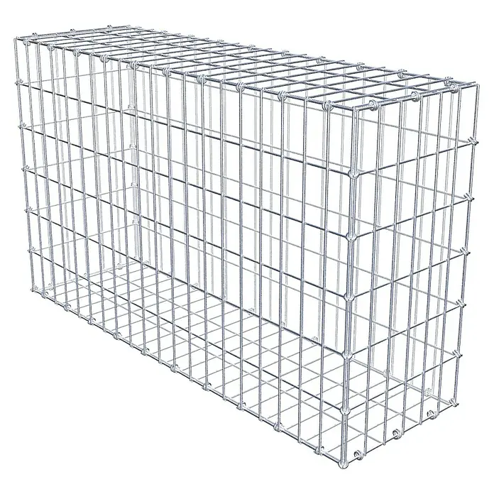 Gabiona Gabione - 100 x 30 x 60 cm, Maschenbreite: 5 cm, Maschenhöhe: 10 cm - Ein Gabionen-Steinkorb aus verzinktem Drahtgeflecht, ideal für Gartenbau und Landschaftsgestaltung.