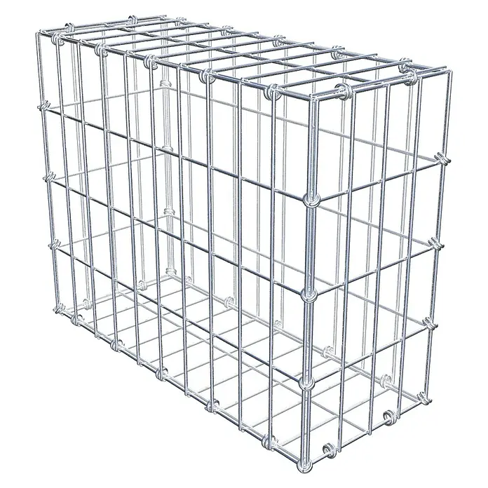 Gabiona Gabione - 50 x 20 x 40 cm, Maschenbreite: 5 cm, Maschenhöhe: 10 cm - Draufsicht eines Gabionenkorbs aus verzinktem Drahtgeflecht, ideal für den Garten- und Landschaftsbau.