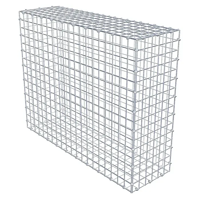 Gabiona Gabione - 100 x 30 x 80 cm, Maschenbreite: 5 cm, Maschenhöhe: 5 cm - Die Abbildung zeigt einen Gabionenkorb aus Drahtgitter, ideal für Gartenbau und Landschaftsgestaltung. Stabil und langlebig für den Außenbereich.