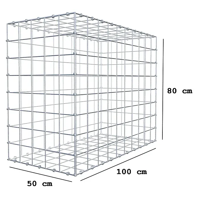 Gabiona Gabione - 100 x 50 x 80 cm, Maschenbreite: 10 cm, Maschenhöhe: 10 cm - Drahtschotterkorb für den Außenbereich. Der Gabionenkorb hat die Maße 100 x 50 x 80 cm und ist ideal für Gartengestaltung.