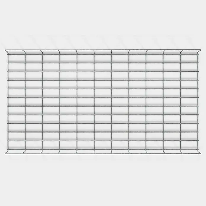 Gabiona Kabelkanal - 58 x 5 x 110 cm, Silber - Nahaufnahme eines stabilen, rechteckigen Drahtgitters mit verstärkten Kanten, ideal für robuste Konstruktionen oder als sichere Barriere.