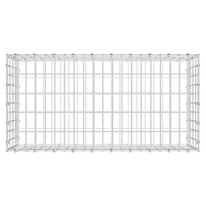 Gabiona Gabione - 100 x 50 x 40 cm, Maschenbreite: 5 cm, Maschenhöhe: 10 cm - Das Bild zeigt einen Gabionenkorb aus Drahtgeflecht, der zur Stabilisierung von Hängen oder als dekoratives Element im Garten verwendet werden kann.