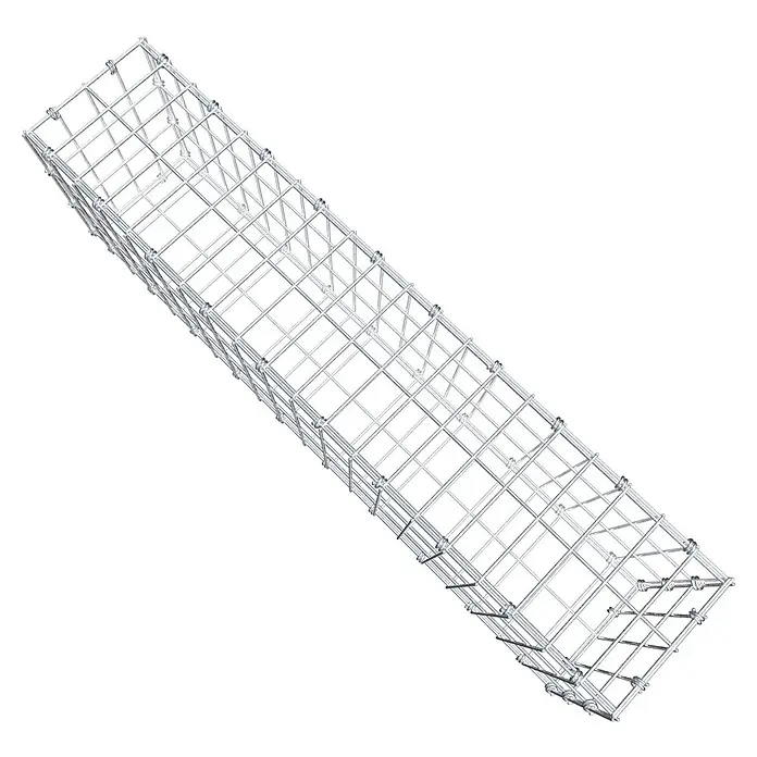 Gabiona Gabione - 100 x 20 x 30 cm, Maschenbreite: 5 cm, Maschenhöhe: 10 cm - Perspektivische Ansicht eines Gabionenkorbs, der eine robuste und vielseitige Lösung für Landschaftsbau und Erosionsschutz bietet.