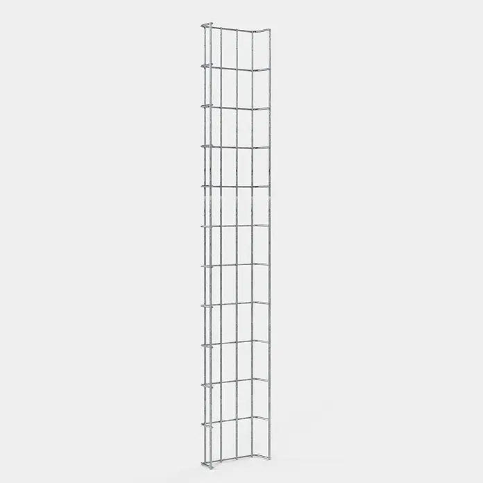 Gabiona Kabelkanal - 18 x 5 x 110 cm, Silber - Aufnahme einer langen, rechteckigen Kabelrinne aus Drahtgeflecht auf neutralem Hintergrund. Das Produkt ist für die Kabelorganisation gedacht.