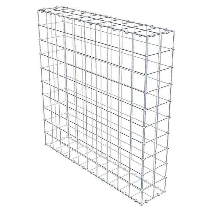 Gabiona Gabione - 100 x 20 x 100 cm, Maschenbreite: 10 cm, Maschenhöhe: 10 cm - Draufsicht auf einen Gabionenkorb aus Drahtgitter. Ideal für Gartenbau und Landschaftsgestaltung.