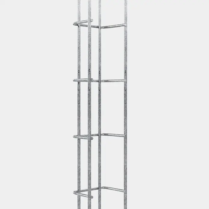 Gabiona Rankgitter - L x B x H: 8 x 5 x 110 cm, Silber, Stahl, Maschenbreite: 5 cm, Maschenhöhe: 10 cm - Nahaufnahme einer Stahlbetonbewehrung, die eine robuste Struktur für Bauprojekte darstellt.