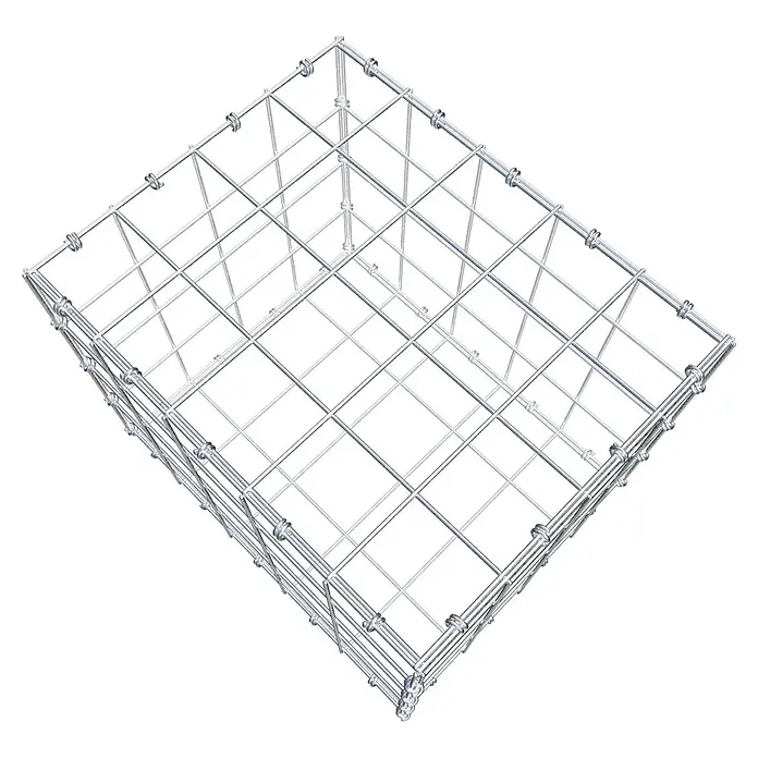 Gabiona Gabione - 50 x 40 x 40 cm, Maschenbreite: 10 cm, Maschenhöhe: 10 cm - Abbildung eines Gabionenkorbs, der durch ein Drahtgitter hergestellt und für den Einsatz im Garten- und Landschaftsbau konzipiert ist.