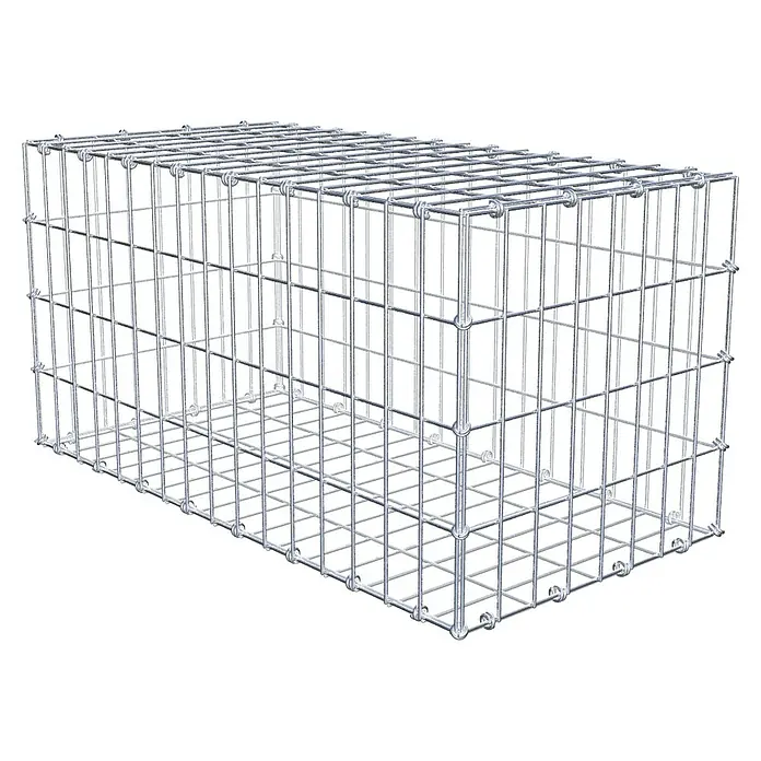 Gabiona Gabione - 80 x 40 x 40 cm, Maschenbreite: 5 cm, Maschenhöhe: 10 cm - Ein rechteckiger Gabionenkorb aus verzinktem Drahtgitter, ideal für den Garten- und Landschaftsbau, bietet Stabilität und Langlebigkeit.