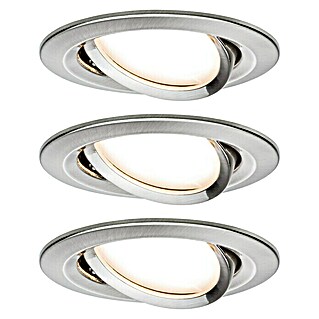 Paulmann LED-Einbauleuchten-Set rund Nova (6,5 W, Ø x H: 8,4 x 4,5 cm, Eisen gebürstet, 3 Stk.)