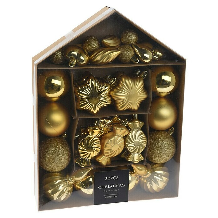Set kerstballen (Goud, Kunststof, 32 st.) | BAUHAUS