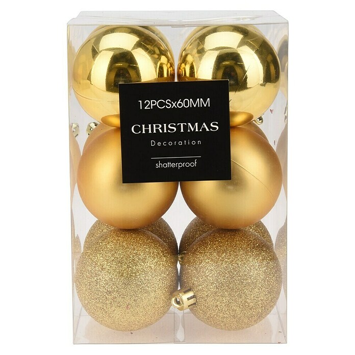 Set kerstballen (Goud, Kunststof, Diameter: 6 cm, 12 st.) | BAUHAUS