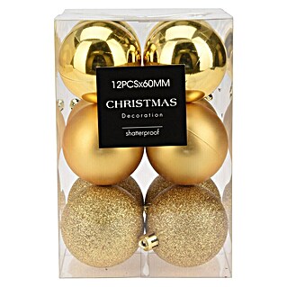 Set kerstballen (Goud, Kunststof, Diameter: 6 cm, 12 st.)