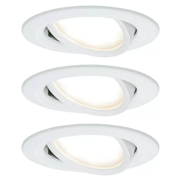 Paulmann Downlight LED empotrable Nova Plus Coin orientables - 6,8 W, Blanco, Diámetro: 8,4 cm - Tres focos LED empotrados blancos y ajustables.