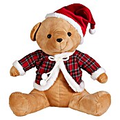 Decoratief figuur - Beer met Kerstmuts (Beige, Bruin, Pluche) | BAUHAUS