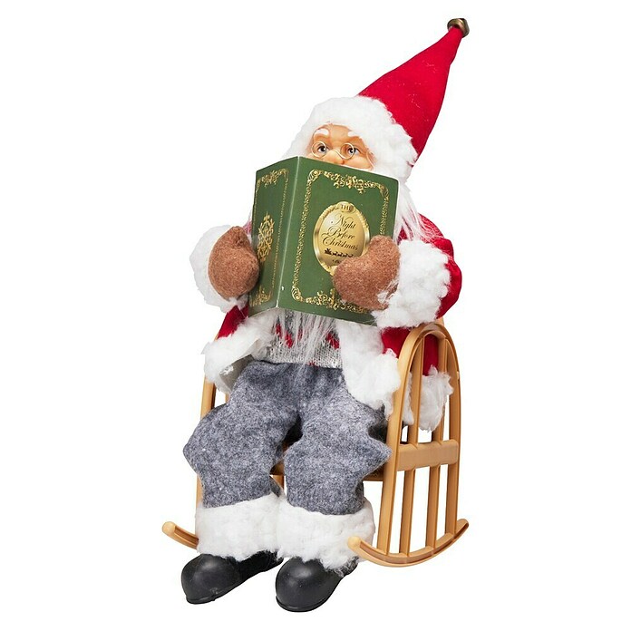 Led-kerstman op Stoel met Boek (Hoogte: 25 cm) | BAUHAUS