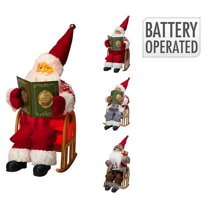 Led-kerstman op Stoel met Boek (Hoogte: 25 cm) | BAUHAUS