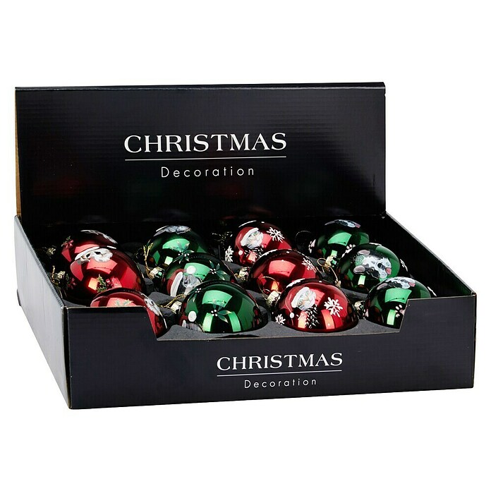 Kerstbal met motief (Rood, Groen, Glas) | BAUHAUS