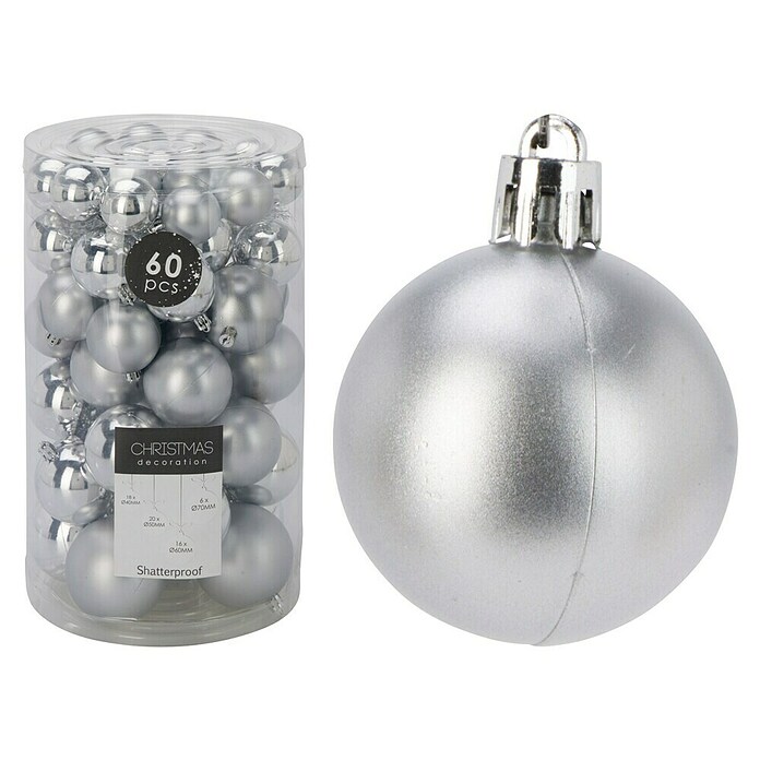 Set kerstballen (Zilver, Kunststof, 60 st.) | BAUHAUS