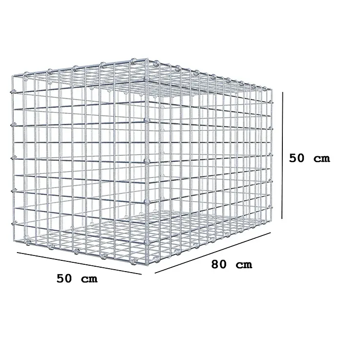 Gabiona Gabione - 80 x 50 x 50 cm, Maschenbreite: 5 cm, Maschenhöhe: 5 cm - Gabionenkorb mit den Maßen 50x50x80 cm, ideal für den Gartenbau oder zur Gestaltung von Außenbereichen mit Steinen und Pflanzen.