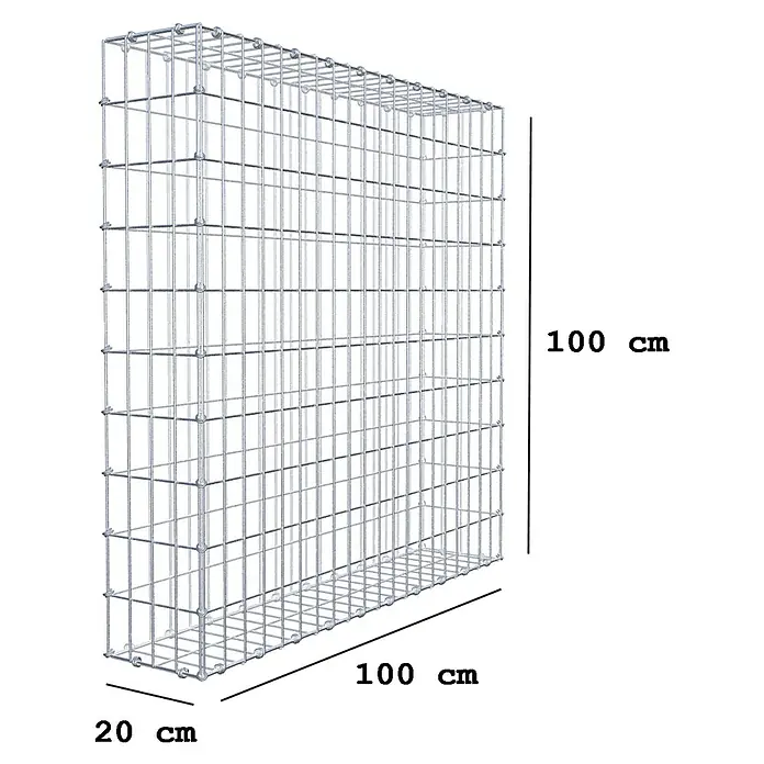 Gabiona Gabione - 100 x 20 x 100 cm, Maschenbreite: 5 cm, Maschenhöhe: 10 cm - Gabione aus Drahtgeflecht, Abmessungen 100 cm x 100 cm x 20 cm zur individuellen Gartengestaltung.
