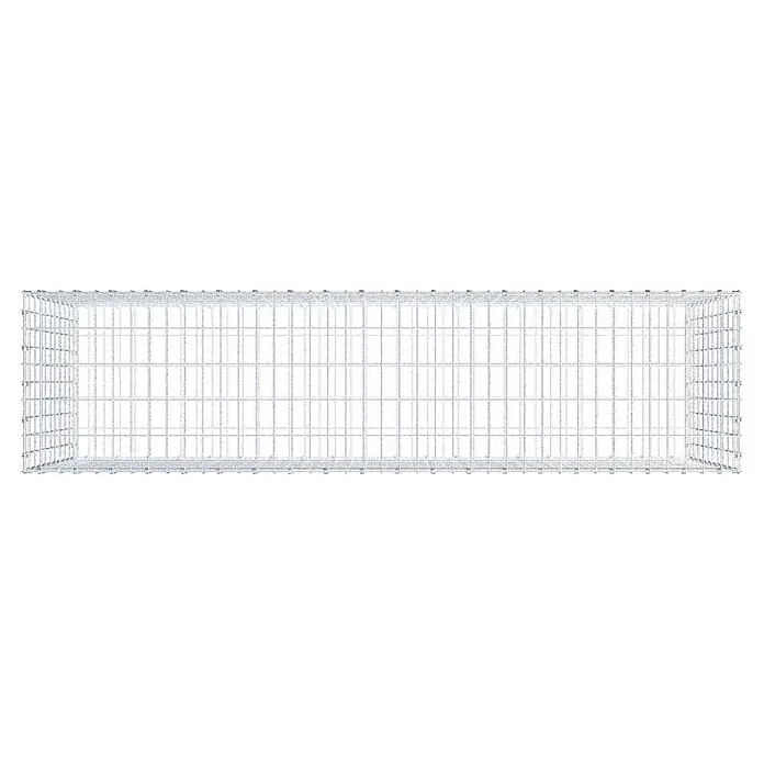 Gabiona Gabione - 200 x 50 x 100 cm, Maschenbreite: 5 cm, Maschenhöhe: 10 cm - Drahtgitterbehälter: Ein robuster, rechteckiger Käfig aus Drahtgitter, ideal für Lagerung und Transport. Das Gitterdesign sorgt für Belüftung.