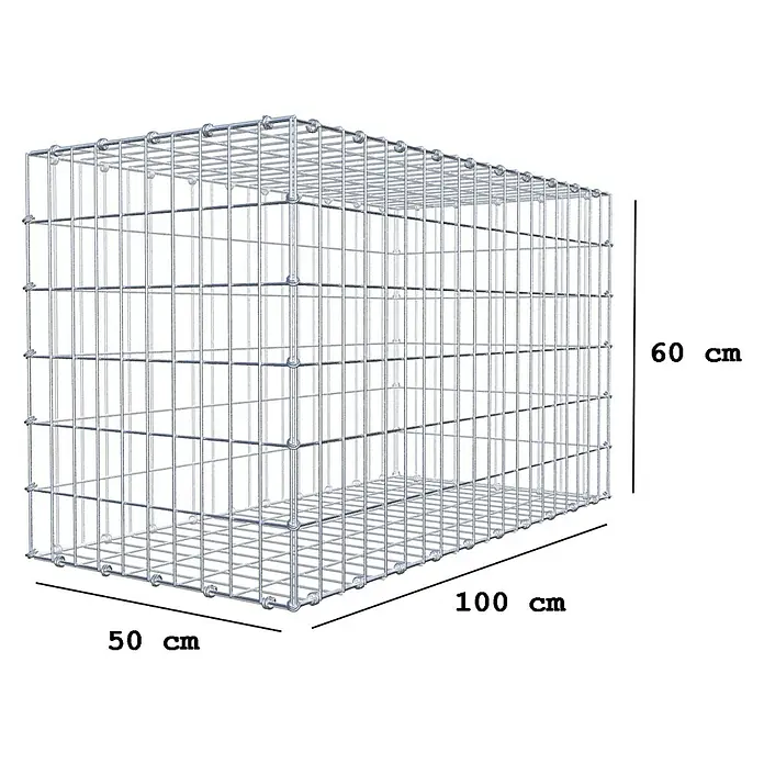Gabiona Gabione - 100 x 50 x 60 cm, Maschenbreite: 5 cm, Maschenhöhe: 10 cm - Drahtgitterkorb mit den Maßen 100x50x60 cm. Ideal für den Garten- und Landschaftsbau oder als dekoratives Element.