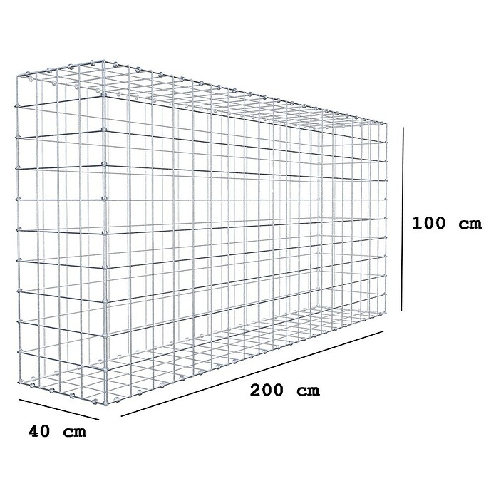 Gabiona Gabione (200 x 40 x 100 cm, Maschenbreite: 10 cm, Maschenhöhe: 10 cm) | BAUHAUS