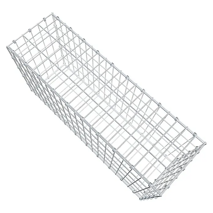 Gabiona Gabione - 100 x 30 x 50 cm, Maschenbreite: 5 cm, Maschenhöhe: 10 cm - Draufsicht auf einen rechteckigen Gabionenkorb aus Stahl, ideal für Garten- und Landschaftsbauprojekte.