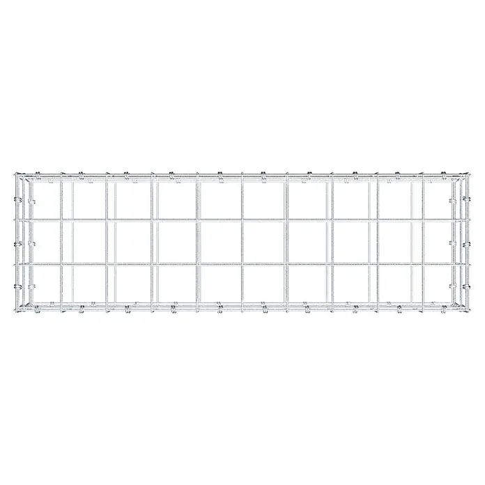 Gabiona Gabione - 100 x 30 x 20 cm, Maschenbreite: 10 cm, Maschenhöhe: 10 cm - Draufsicht auf einen rechteckigen Metallgitter-Käfig, ideal für Haustiere oder zur Aufbewahrung. Stabil und langlebig.