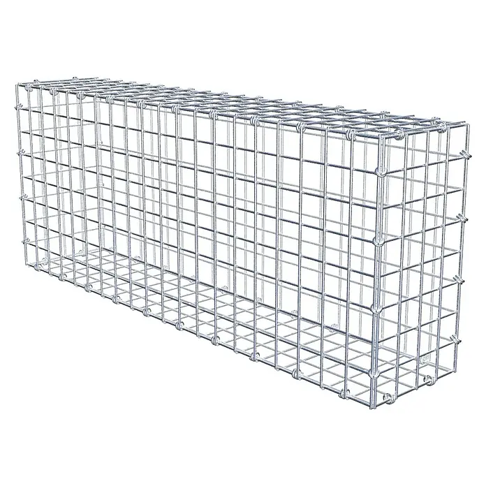 Gabiona Gabione - 100 x 20 x 40 cm, Maschenbreite: 5 cm, Maschenhöhe: 5 cm - Abbildung eines Gabionenkorbs aus verzinktem Stahldraht, der Stabilität und Haltbarkeit für verschiedene Anwendungen bietet.