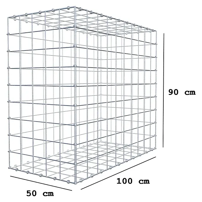 Gabiona Gabione - 100 x 50 x 90 cm, Maschenbreite: 10 cm, Maschenhöhe: 10 cm - Gabionenkorb mit den Maßen 100x50x90 cm. Der Gabionenkorb besteht aus einem Drahtgitter und ist ideal für den Garten- und Landschaftsbau.