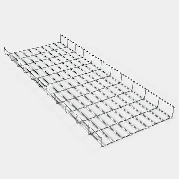 Gabiona Rankgitter - L x B x H: 43 x 5 x 110 cm, Silber, Stahl, Maschenbreite: 5 cm, Maschenhöhe: 10 cm - Draufsicht eines rechteckigen, metallischen Drahtgitter-Kabelschachts auf neutralem Hintergrund.