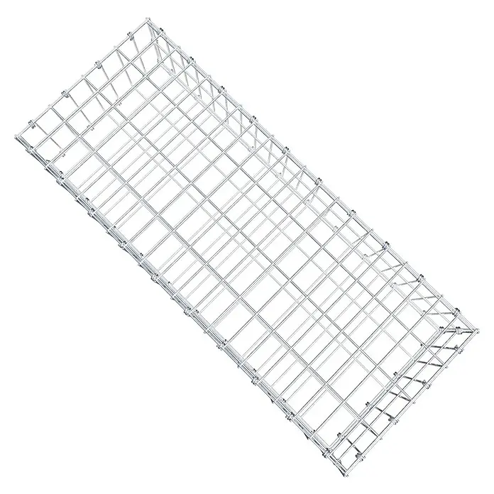 Gabiona Gabione - 100 x 40 x 20 cm, Maschenbreite: 5 cm, Maschenhöhe: 10 cm - Draufsicht auf eine Kabelrinne aus Metalldraht, ein robustes System für die Kabelführung in Industrie und Gewerbe.