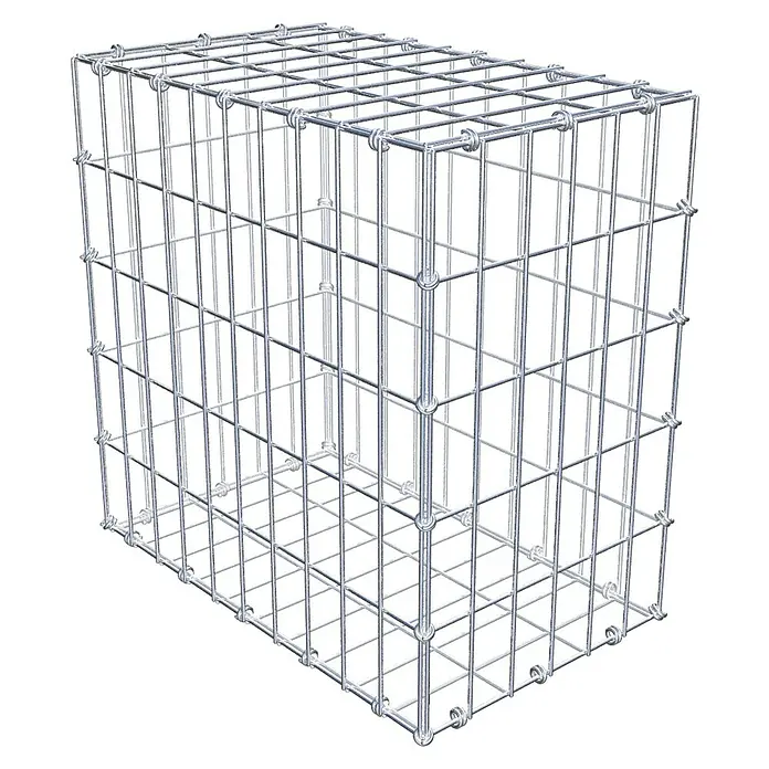 Gabiona Gabione - 50 x 30 x 50 cm, Maschenbreite: 5 cm, Maschenhöhe: 10 cm - Eine detaillierte Darstellung eines Gabionenkorbs, ideal für den Einsatz im Garten- und Landschaftsbau oder als dekoratives Element.