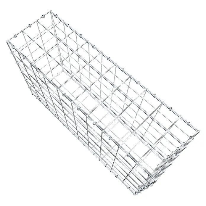 Gabiona Gabione - 100 x 30 x 60 cm, Maschenbreite: 10 cm, Maschenhöhe: 10 cm - Draufsicht auf einen Gabionen-Steinkorb, eine Drahtgitterbox zur Befüllung mit Steinen für den Garten- und Landschaftsbau.