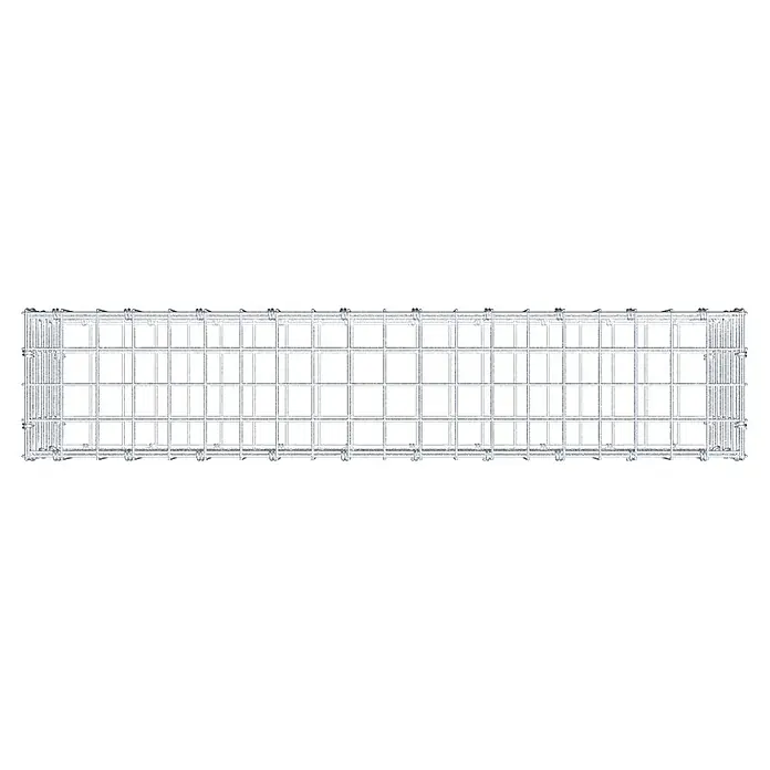 Gabiona Gabione - 100 x 20 x 30 cm, Maschenbreite: 5 cm, Maschenhöhe: 5 cm - Diese Abbildung zeigt eine Gitterstruktur, wahrscheinlich Teil eines Regals oder einer ähnlichen Aufbewahrungslösung. Das Design ist modular und robust.