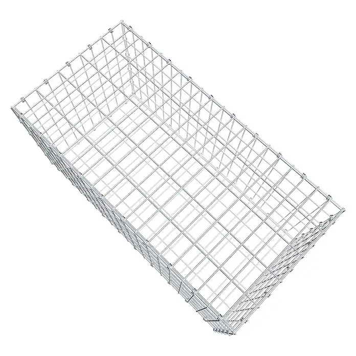 Gabiona Gabione - 100 x 50 x 50 cm, Maschenbreite: 5 cm, Maschenhöhe: 10 cm - Ein Gabionenkorb aus Drahtgeflecht, leer und bereit für die Befüllung, ideal für den Garten- und Landschaftsbau zur Hangbefestigung.