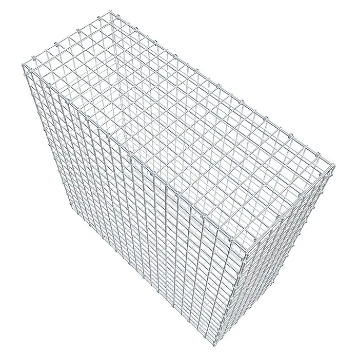 Gabiona Gabione - 100 x 40 x 100 cm, Maschenbreite: 5 cm, Maschenhöhe: 5 cm - Draufsicht auf einen Gabionen-Käfig, ein Drahtgitterbehälter für Steine oder andere Materialien zur Erosionskontrolle und Landschaftsgestaltung.