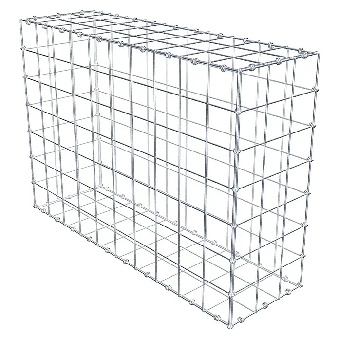 Gabiona Gabione - 100 x 30 x 70 cm, Maschenbreite: 10 cm, Maschenhöhe: 10 cm - Drahtschotterkorb mit quadratischen Maschen. Dieses langlebige Gabionensystem eignet sich ideal für Stützmauern und Landschaftsbauprojekte.