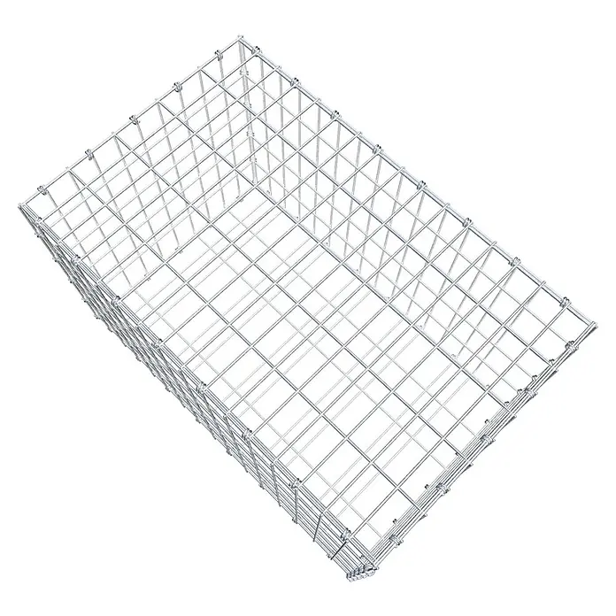 Gabiona Gabione - 80 x 50 x 50 cm, Maschenbreite: 5 cm, Maschenhöhe: 10 cm - Draufsicht auf einen leeren Gabionenkorb aus Drahtgeflecht. Ein stabiler und vielseitiger Korb zur Befüllung mit Steinen oder anderen Materialien.
