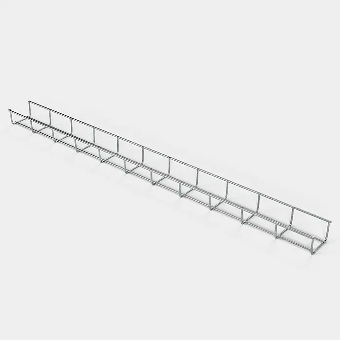 Gabiona Rankgitter - L x B x H: 8 x 5 x 110 cm, Silber, Stahl, Maschenbreite: 5 cm, Maschenhöhe: 10 cm - Eine Drahtkabelrinne aus Metallgitter, ideal für die Organisation von Kabeln und Leitungen in Industrie und Gewerbe.
