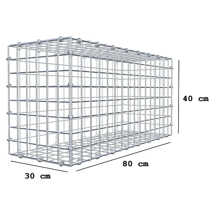 Gabiona Gabione - 80 x 30 x 40 cm, Maschenbreite: 5 cm, Maschenhöhe: 5 cm - Drahtgitterbox mit den Maßen 80 x 30 x 40 cm, ideal zur Aufbewahrung oder als dekoratives Element. Robuste Konstruktion für vielfältige Einsatzbereiche.