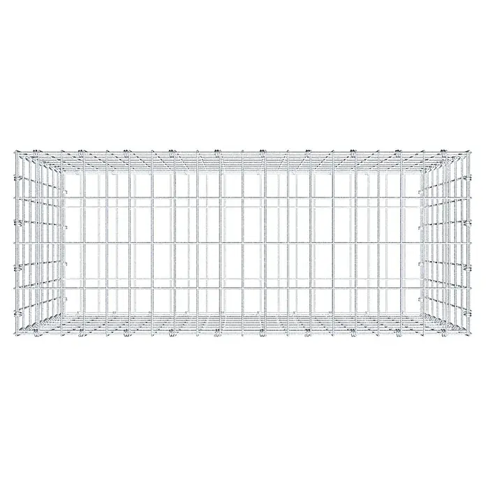 Gabiona Gabione - 100 x 40 x 80 cm, Maschenbreite: 5 cm, Maschenhöhe: 10 cm - Draufsicht auf einen stabilen Gabionenkorb aus verzinktem Stahldraht, ideal für den Garten- und Landschaftsbau. Langlebig und vielseitig einsetzbar.