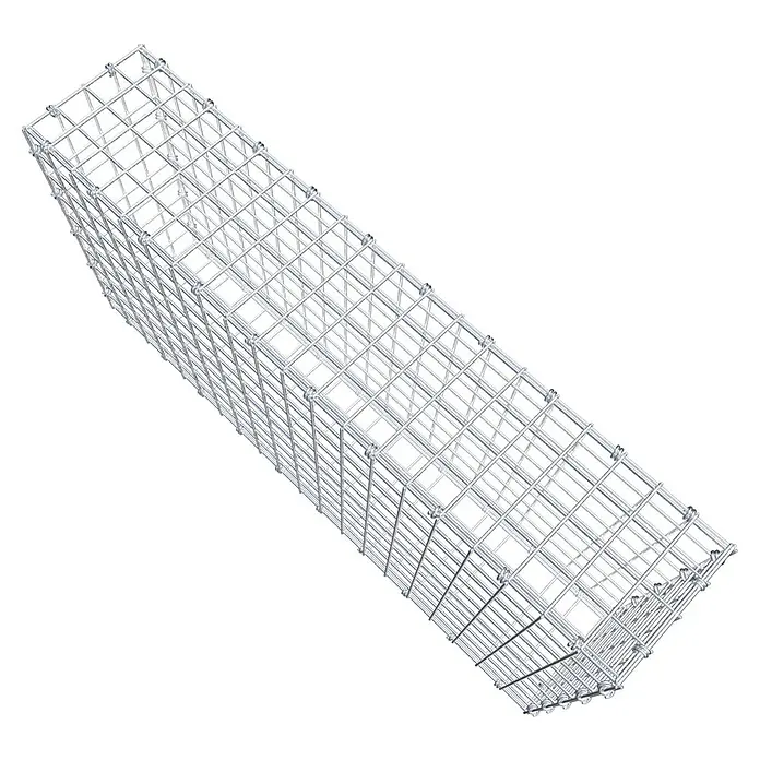 Gabiona Gabione - 100 x 20 x 50 cm, Maschenbreite: 5 cm, Maschenhöhe: 5 cm - Draufsicht auf einen Gabionenkorb aus verzinktem Stahldrahtgitter, ideal für Landschaftsbau und Erosionsschutz.