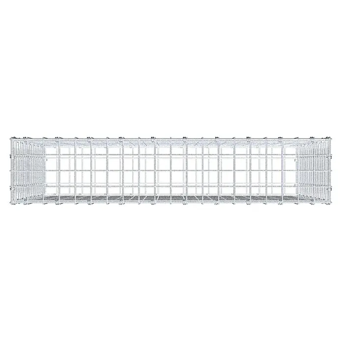 Gabiona Gabione - 100 x 20 x 80 cm, Maschenbreite: 5 cm, Maschenhöhe: 5 cm - Draufsicht eines Gabionenkorbs aus verzinktem Stahldrahtgeflecht, der Stabilität und modernes Design für Landschaftsbau bietet.